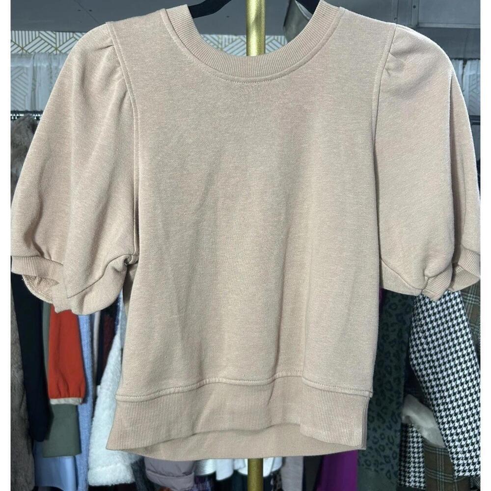 And Now This Blouse Puff Sleeve Beige Sz S